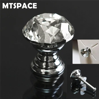 MTSPACE20 30 40mm 다이아몬드 모양을 분명 크리스탈 유리 다이아몬드 커트 문 손잡이 부엌 캐비닛 서랍 손잡이 나사 핸들 하드웨어