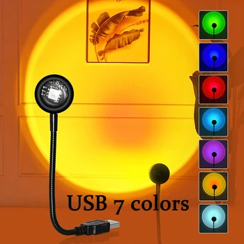 USB 일몰로젝터 램프 장식한 분위기 램프 LED 빛을 위한 침실 커피 저장소 라이브 벽 장식 조명