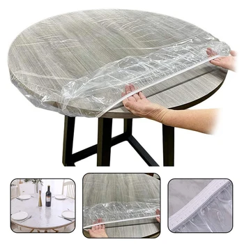 비닐 장착 라운드 식탁보호자 부드러운 유리 테이블 커버 PVC 방수 Anti-뎀유판 부엌 가정 Tablemat