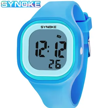 SYNOKE 실리콘 손목 시계 여성 스포츠 디지털 방식으로 시계 50M 방수 학생 시계 빛나는 알람 시계 여성들이 사 relogio New