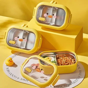 귀여운 스테인리스 도시락 상자 아이들이 학교에 귀의 도시락 상자 아이 밀봉된 휴대용 음식 콘테이너는 별도의 보온 가능한 도시락