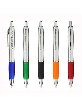 철회 가능한 플라스틱 바가지 볼펜 은 배럴 개인 볼펜 사용자 정의 프로 모션 선물 펜 공정한 광고물