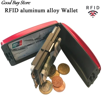 비즈니스 지갑 안전하는 Rfid 카드 홀더 남성 여성 지갑 알루미늄 합금 가방용은행 금속 보호 커버 동전 지갑