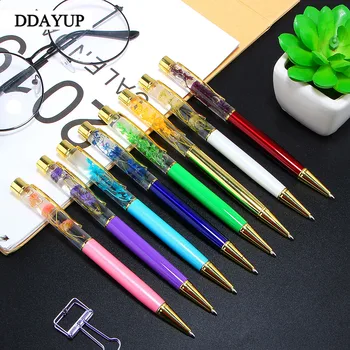 1Pcs 창조적인 볼펜 금속 볼 펜 사무용품즈 골든 로즈 골드 펜을 동적 액체는 꽃 펜