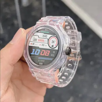 수정 스트랩 Huawei Watch GT 사이버 시계는,통합 스트랩,교체 시계 줄을 가진 투명한 실리콘 케이스