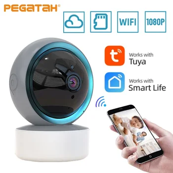 Tuya WIFI PTZ 카메라 1080P HD 실내 아기 감시자는 스마트 홈 무선 야간 시계 P2P Security 비디오 감시 IP 카메라
