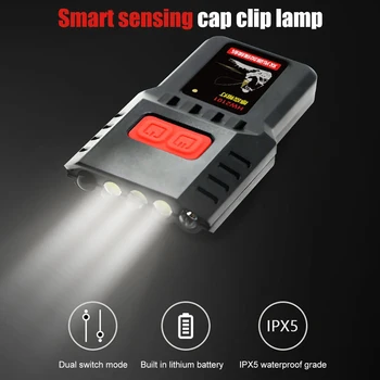 USB Type-C 충전 LED 스마트 Wave 유도 센서의 헤드 램프 휴대용 방수 200lm4 가지 모드 클립-온 야구 모자 램프 횃불