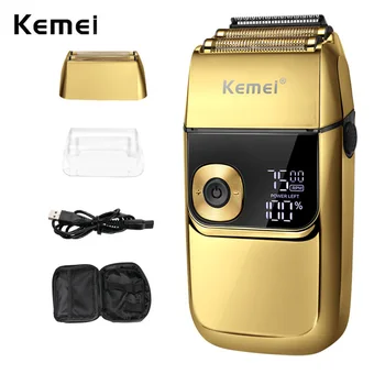 Kemei 프로기 호 면도기에 대한 남성 마무리 도구 Beard Trimmer 발 왕복 LED 방수 면도 대머리