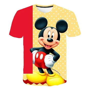Mickey Mouse T-셔츠는 소녀는 옷을 만화 3D T 셔츠 의상 디즈니 시리즈 패션 레저 티 탑 의류 1-14 세