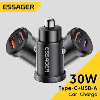 Essager30W 차 충전기 QC4.0QC3.0 테 Huawei 급 SCP 삼성 AFC PD 빠른 위탁을 위한 IP USB C 휴대 전화 충전기