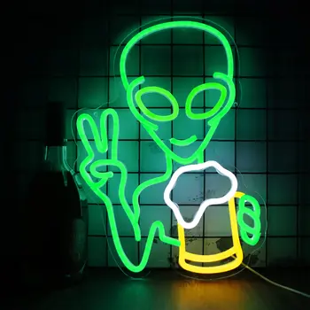 외국인 맥주를 마시는 네온사인 맥주 막대기 로그인 사용자 정의 외국인 Pub 벽 예술 장식 게임룸 LED 가벼운 아이들이 청소년의 침실 밤 램프