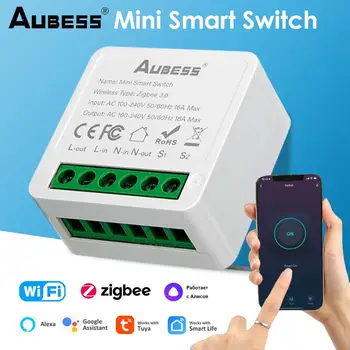 Aubess Wifi 소형 스마트 스위치 Zigbee 무선 빛 전환 16A 스마트 홈 컨트롤 Tuya 스마트 생활 Alexa 앨리스 Google 홈