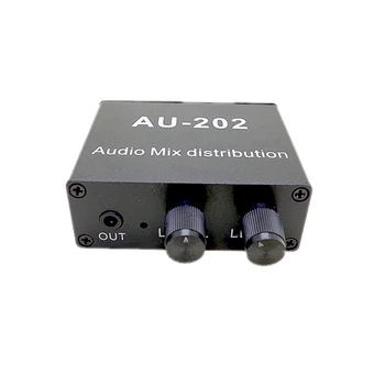 AU-202 2 입력 2 개의 출력이 스테레오 오디오 믹서 배포자가 헤드폰을 위해 외부 전원 AMP 볼륨 독립 제어