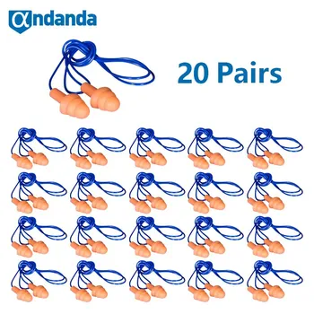 Andanda10/20 쌍 귀마개를 취소하는 소음 수면 귀 플러그 실리콘 끈으로 묶 소음 방지 귀마개를 매우 부드러운 귀 보호