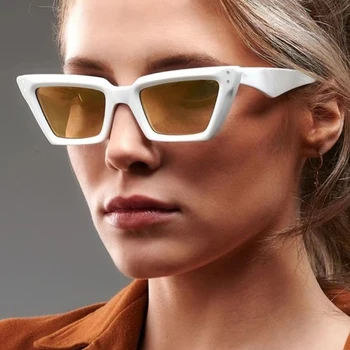 그래서&EI 빈티지 고양이 눈 여성 선글라스 패션 거울을 안경늘 UV400 남자 펑크 리벳 태양 안경