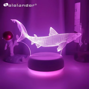 새로운 동물의 3d 환상 램프 아크릴 상어 아기 박 가벼운 작업 방식이 아이가 침실 야간 멋진 생일 선물