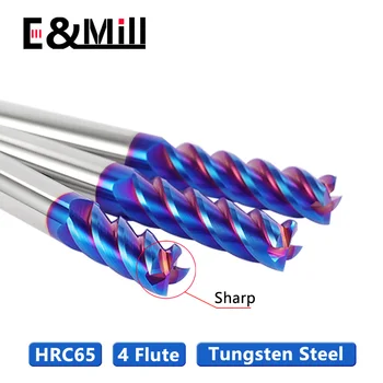 HRC65 4 플루트 텅스텐 스틸 밀링 커터를 초경 CNC 밀링 커터 스테인리스 특수 합금 CNC 공구 1-20mm end mill