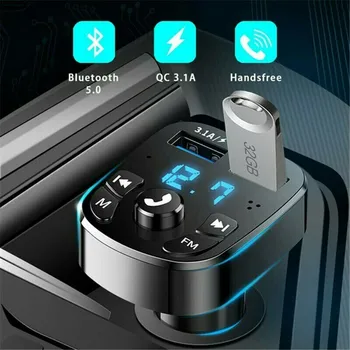 자동차 Bluetooth 오디오 MP3 플레이어 FM 라디오 송신기 무선하기 듀얼 USB 인터페이스가 빠른 충전기 어댑터
