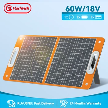 휴대용 태양 전지 패널 60W18V 태양 전지 충전기 접 DC 출력 PD Type-c/QC3.0 에 대한 태양광 발전기 휴대 전화 태블릿