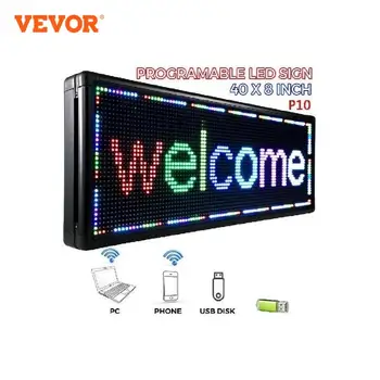 VEVOR7 컬러 LED 스크롤 메시지가 표시 40x8Inch RGB P10 디지털 옥외 프로그램을 위한 표시판 광고 사업