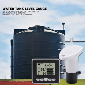 LCD 온도 표시 초음파 측정 도구 Wireless 물 탱크 액체 레벨 미터 깊이와 온도 표시