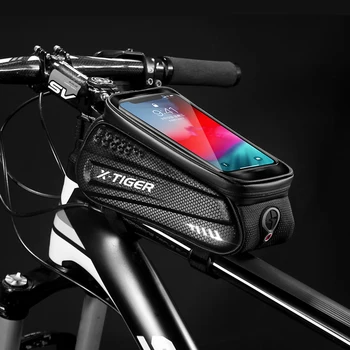 X-호랑이는 자전거방 튜브 자전거 프레임 백 내진성 방수 6.5 터치 스크린 휴대 전화 케이스 사이클링 가방 MTB 자전거 액세서리