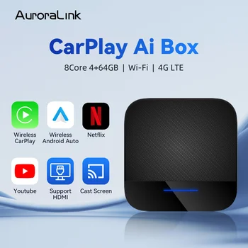 AuroraLink 면 Ai 상자 무선면 무선 어댑터 안드로이드 자동자 인터페이스 모바일 앱 Netflix YouTube4G LTE GPS