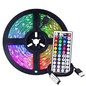 RGB LED 스트립 5m10m 빛 5V USB5050 2835 원격 제어 44key Kit0.5/1/2m LED 테이프 홀리데이 벽실 TV 백라이트 방수