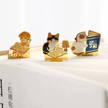 귀여운 고양이 북마크 책 금속 클립이 가와 새끼 고양이는 서류상 페이지 홀더는 일본의 문구를 읽고 도구를 학교 사무용품