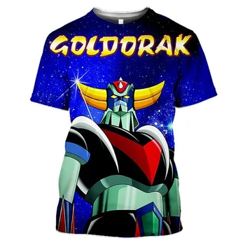여름 Goldorak T-셔츠 애니메이션 UFO 그렌다이저 로봇 3D 프린트 스트리트웨어 남성 패션 대형 T-셔츠 아이들이 티셔츠상
