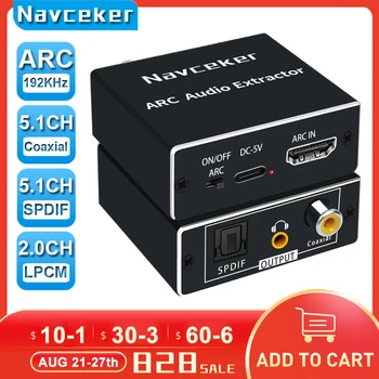 Navceker Converter HDMI 호환 오디오 어댑터 호축 SPDIF 잭 HDMI Extractor 환 3.5mm 헤드폰에 대한 호 TV