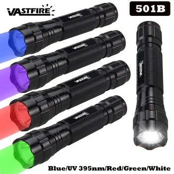 전술 5000lm501B 사냥 장난감 플래쉬카의 빛 권총 손전등 빨강/녹색/백색/파란색/자주색 UV395NM Lanterna