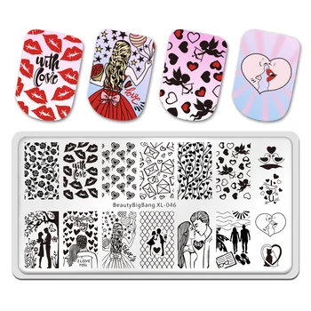 BeautyBigBang 네일 스탬프 판 발렌타인 데이 사랑 꽃 패턴에 대한 손톱 DIY 예술 스탬프 템플릿 XL-046