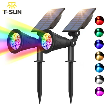 1 개/2 개 7LED 태양 스포트라이트를 자동 색상 변화하는 옥외 점화원 태양 램프 가로 벽 훈장을 위한 가벼운
