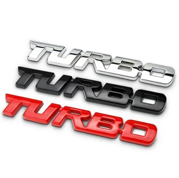 TURBO 금속 자동차 스티커 접착제 배지 자동차 전사술을 뒷문 상징 자동차 바디 트림 스티커 3D 데칼 배지 인테리어 액세서리