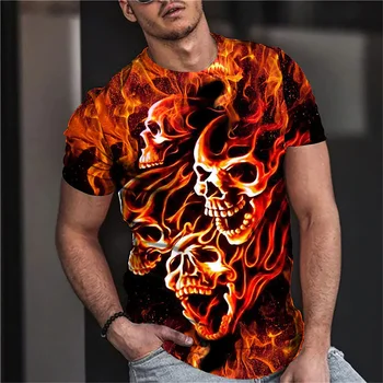 남자 T-셔츠 여름 패션골 테마 3D 남자들 멋진 스트리트 인쇄 티셔츠를 공포 시리즈는 힘든 짧은 남성이 큰 사이즈의 티