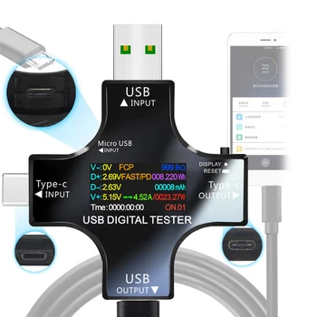 USB 류전압 용량 Tester Type-C PD TFT 컬러 Bluetooth 디지털 전압계 Vurrent 미터 검출기 전류계 배터리 테스트