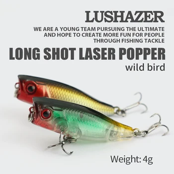 LUSHAZER4cm3.2g 포퍼 낚시 미끼를 비틀 하드 플라스틱 미끼 Pike 인공 연락 Pesca 낚시 도구