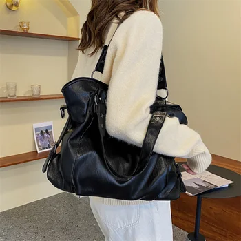 어깨에 매는 가방을 위해 여성의 큰 호보 Shopper Bag 솔리드 컬러품질의 부드러운 가죽 어깨 핸드백 레이 여행 가방