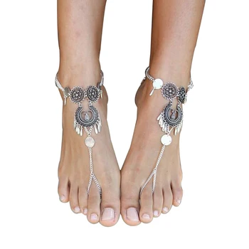 보헤미안 빈티지 디스크를 발 체인의 발목 여성을 위한 패션리 체인 해변에 맨발로 구두 발석