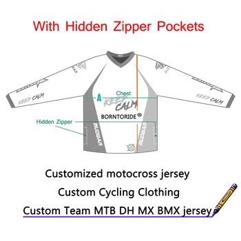 사용자 지정 DH 내구 저지와 함께 숨겨진 지퍼 주머니 사이클 MTB 셔츠 bikecross 크로스 내리막 T-셔츠 이름은 로고 번호