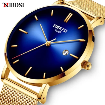 2022NIBOSI 캐주얼 남성 시계 최고 브랜드 고급 매우 얇은 남자 석영 시계 강철 간단한 비즈니스 시계 2023