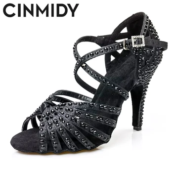 CINMIDY 라틴어 춤을 위한 신발 여자는 여성을 가진 진주 볼룸은 현대적인 고성능 슈즈 여성 결혼식 신발