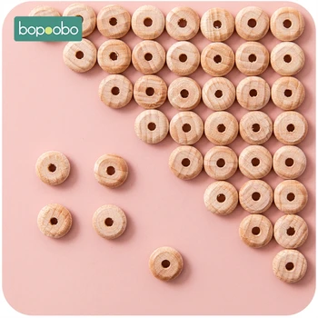 Bopoobo20/50pc 작은 나무 판 구슬 아기 DIY 간호 액세서리적 감각 새로운 아기 장난감 선물 유기농 베이비 치발기