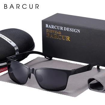 BARCUR 남성 선글라스 남자를 위한 알루미늄 마그네슘은 태양 안전 안경 사각형은 색안경