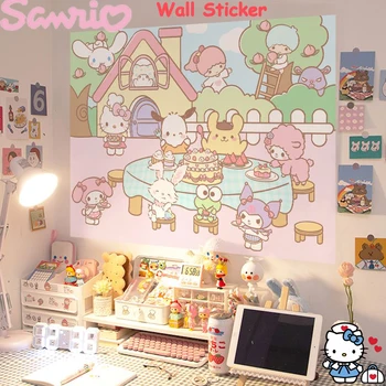 귀 Sanrio 헬로 키티 Kuromi 벽 스티커나 나의 멜로디는 귀여운 소녀의 침실 장식적인 기숙사 스티커 포스터 데칼