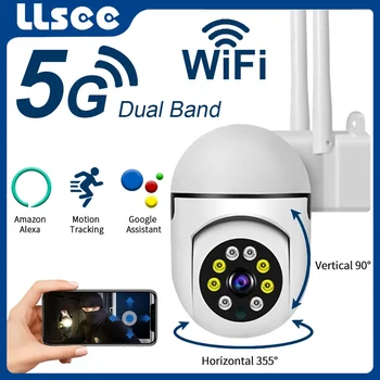 LLSEE2.4G5G3MP 와이파이 카메라 야외 디지털 4 배 줌 AI 인간의 탐지선 카메라로 보안 모니터링 CCTV IP 카메라