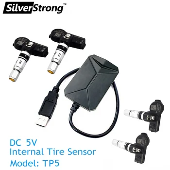 SilverStrong TPMS USB 타이어 알람 자동차 타이어 공기압 모니터링 시스템을 4 타이어 온도 센서에 대한 안드로이드 자동차 DVD