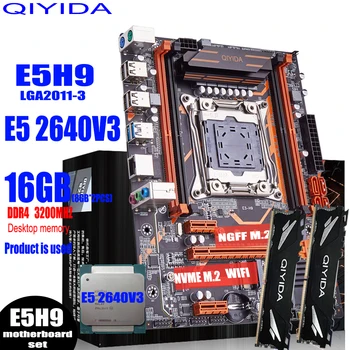 QIYIDA X99 마더보드 설정 키트 E5H9LGA2011-3Intel Xeon E5 2640V3CPU16G=2*8G DDR4RAM3200Mhz M-ATX PCIE M.2